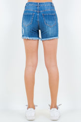 American Bazi High Waist Distressed Frayed Denim Shorts - Trendy Summer Fashion